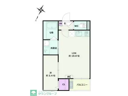 JACK KITAMOTO I(1LDK/1階)の間取り写真