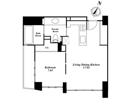 WAIK 赤坂(1LDK/2階)の間取り写真