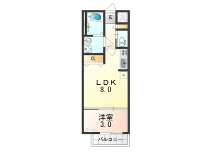 H-MAISON東住吉III(1LDK/3階)の間取り写真