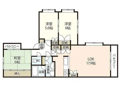 コーポSUN(3LDK/2階)の間取り写真