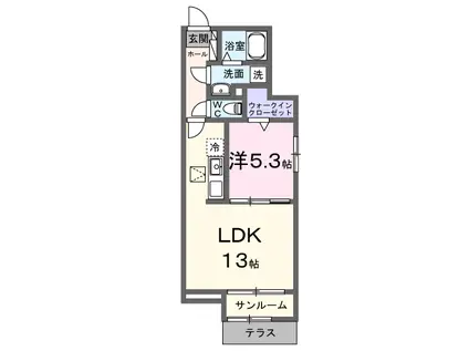 ラ・カーサ・パーチェ(1LDK/1階)の間取り写真