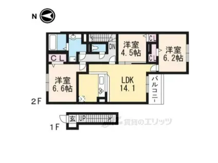 TS スクエア 下鴨(3LDK/2階)の間取り写真