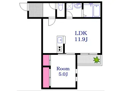 REGALESTーF 東観音(1LDK/2階)の間取り写真