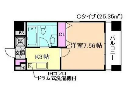 ISM中之島レジデンス(1K/1階)の間取り写真