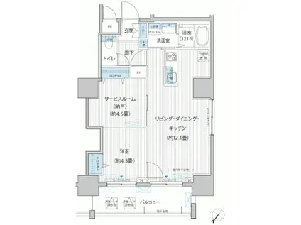 GRANDEUR FUJI(1SLDK/10階)の間取り写真