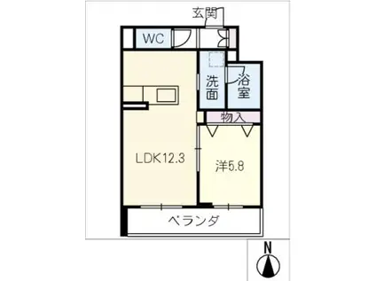 ウイングズドエル(1LDK/2階)の間取り写真