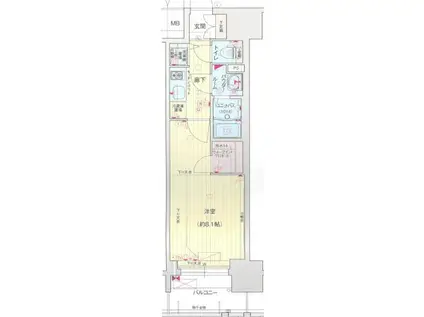 プレサンスジェネ丸の内(1K/6階)の間取り写真