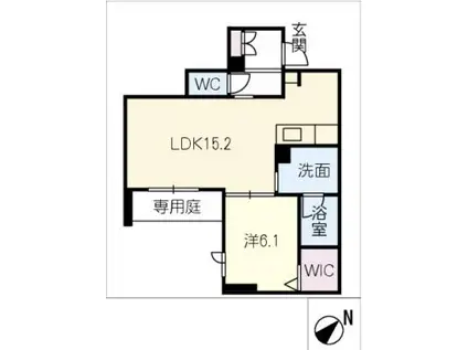 リボーンKKR(1LDK/1階)の間取り写真