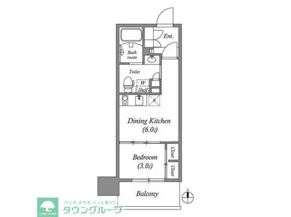 コスモグラシア三ノ輪(1DK/5階)の間取り写真