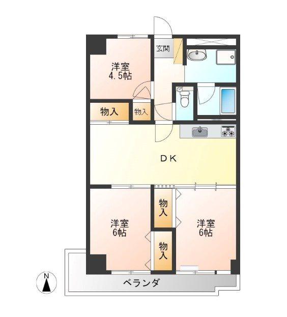 泉ヶ丘ハイツ(3DK/1階)の間取り写真