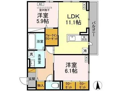 ヴィラージュ(2LDK/3階)の間取り写真