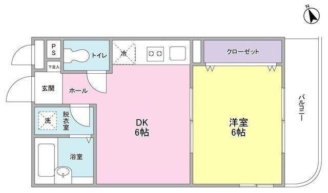 ブルーシャトー戸越(1DK/5階)の間取り写真
