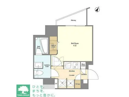 リテラス渋谷笹塚(1K/13階)の間取り写真