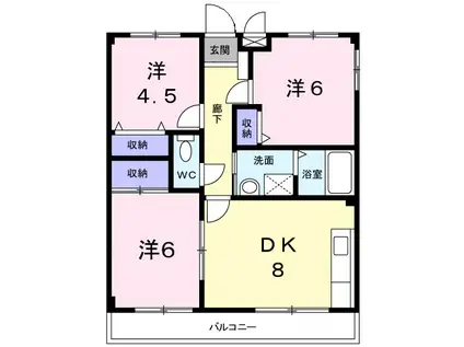 ガーデン六実(3DK/1階)の間取り写真