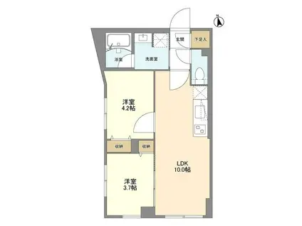ウェルスクエア学芸大学II(2LDK/1階)の間取り写真