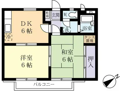 シャルムつくば101(2DK/1階)の間取り写真