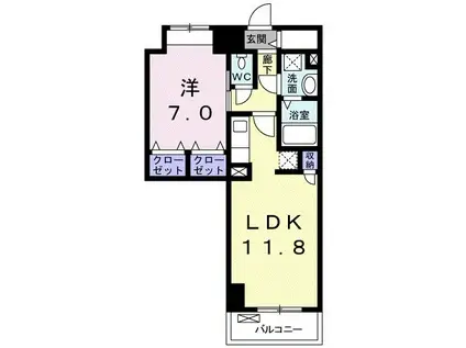 シティコア高崎(1LDK/9階)の間取り写真