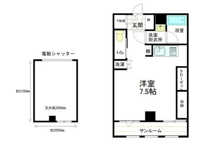 クレスト桃井(ワンルーム/2階)の間取り写真