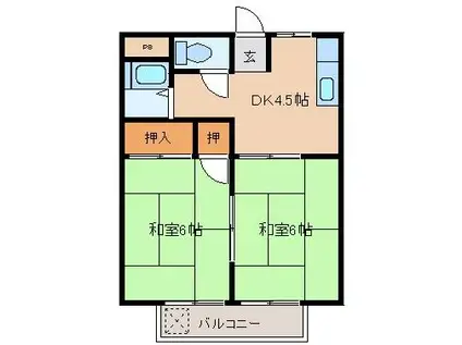 ハイツ曙(2DK/2階)の間取り写真