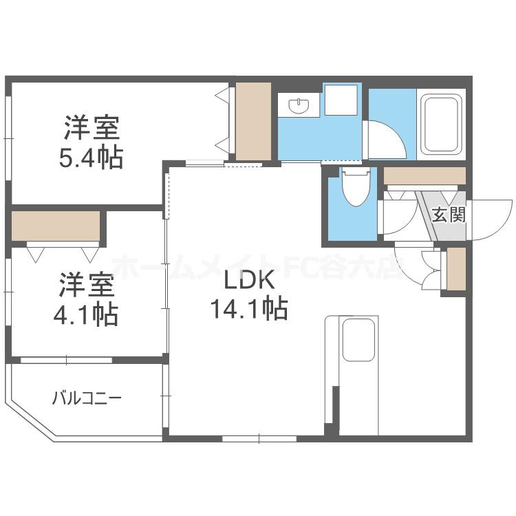 グラン今里ノース(2LDK/2階)の間取り写真