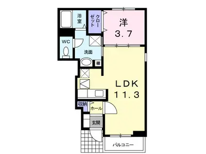 フラワーレジデンス(1LDK/1階)の間取り写真