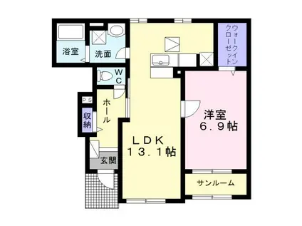 カーサ立部(1LDK/1階)の間取り写真