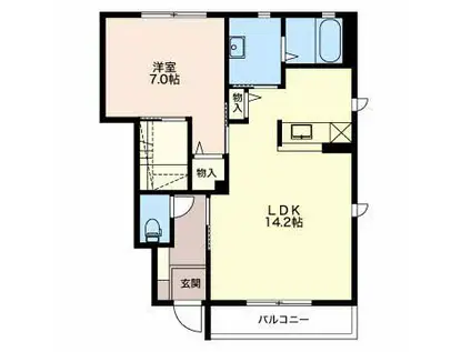 ラ・メール59 C棟(1LDK/1階)の間取り写真