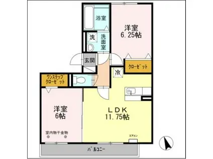 エアリースクエア B棟(2LDK/3階)の間取り写真