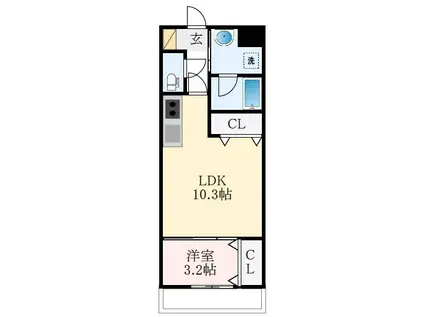 ステラウッド古市II(1LDK/2階)の間取り写真