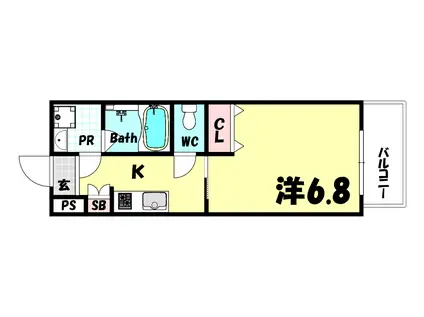 ERCITY`S御影塚町(1K/4階)の間取り写真