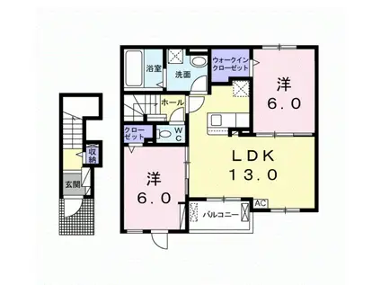 セレーノ大井(2LDK/2階)の間取り写真