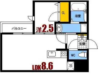 月光府中鹿籠壱番館(1LDK/1階)の間取り写真