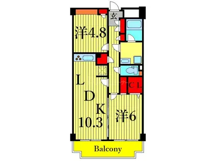 グレイス瑞江(2LDK/6階)の間取り写真