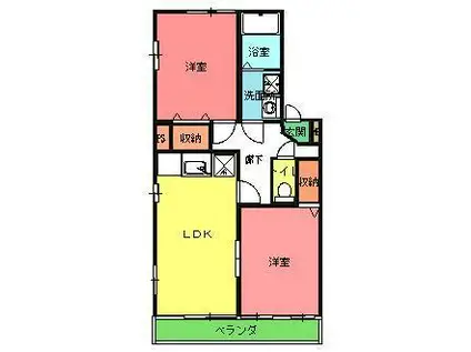 プランドール南(2LDK/3階)の間取り写真