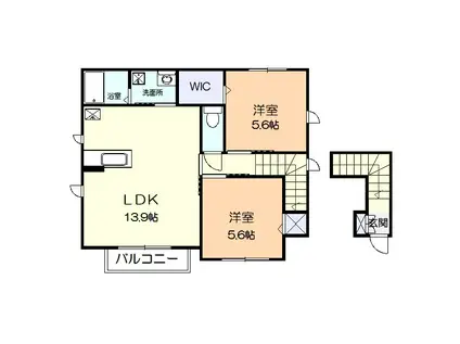 シャルムI(2LDK/2階)の間取り写真