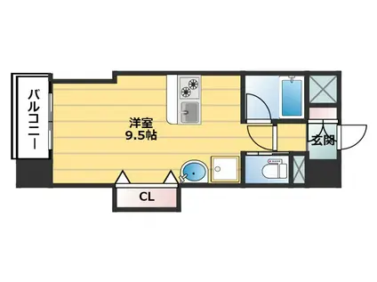 桜WILL(ワンルーム/2階)の間取り写真