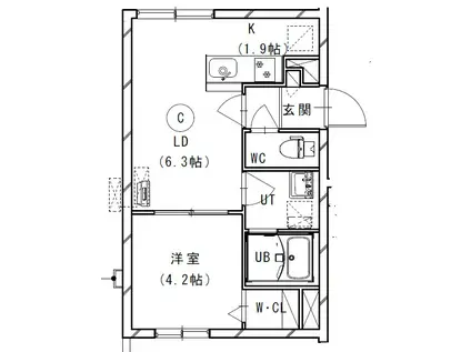 北19西6マンション(1LDK/2階)の間取り写真