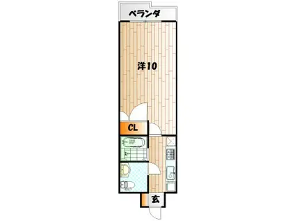 アヴィニール竪町(1K/5階)の間取り写真