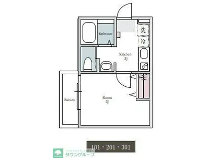 OP-TION GION(1K/3階)の間取り写真