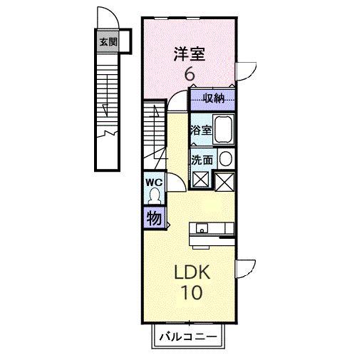 セレーノC(1LDK/2階)の間取り写真