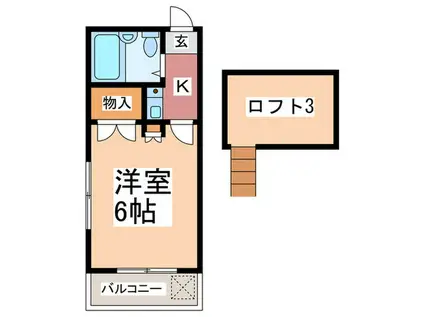 ベルソーナ(1K/2階)の間取り写真