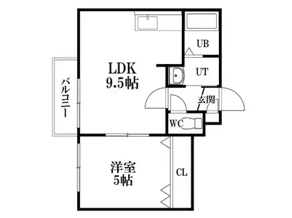 セントラルステート発寒(1LDK/4階)の間取り写真