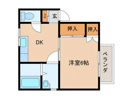 大東コーポ A棟(1DK/2階)の間取り写真