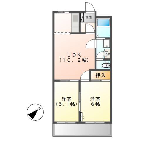 ネオポリス東幸(2LDK/2階)の間取り写真