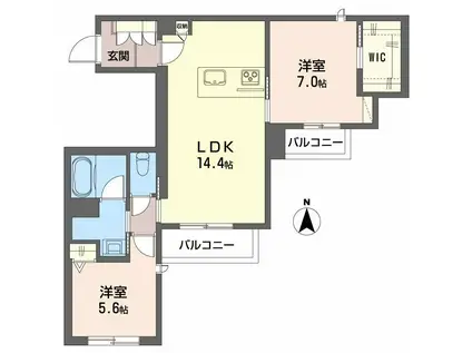 ブリリア長町(2LDK/2階)の間取り写真