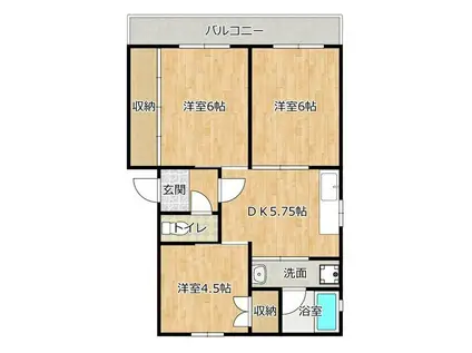 マキマンション(3DK/1階)の間取り写真