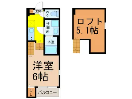 エール高畑(1SK/2階)の間取り写真