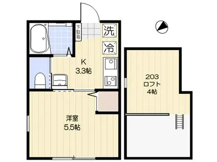 メローペ(1K/2階)の間取り写真