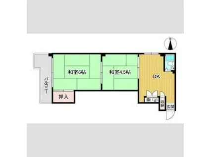 サンロイヤル王子(2DK/3階)の間取り写真