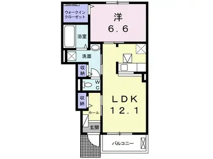 ルミネエトワールII(1LDK/1階)の間取り写真